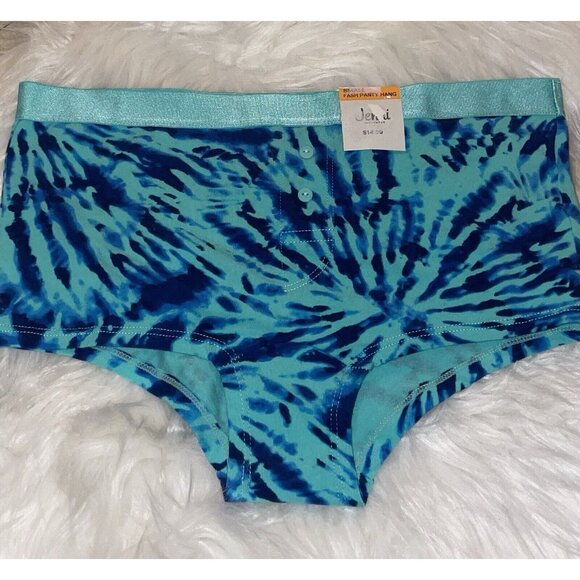 Jenni Boyshorts Panties Tie Dye Cotton Blend Womens S Small Teal Blue Green - Picture 2 of 4